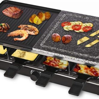 Appareil à Raclette Royal Swiss 8 Personnes 1400W – Pierre Naturelle, Antiadhésif & Coffret Gourmet