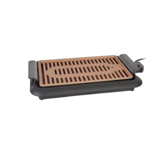 Plaque Grill Teppanyaki Royal Swiss 1200W – 4 Personnes, Antiadhésive 46,5x33,5cm & Bronze